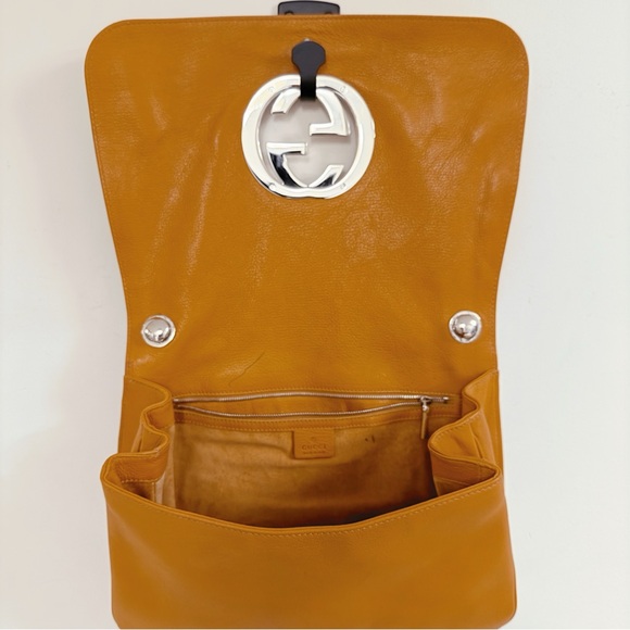 Gucci Tom Ford Blondie RARE Orange GG Logo Monogram Medium Satchel Flap Bag - Picture 8 of 11